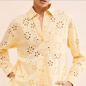 Anthropologie RAHI Eyelet Long Sleeve Buttondown Top, NEW